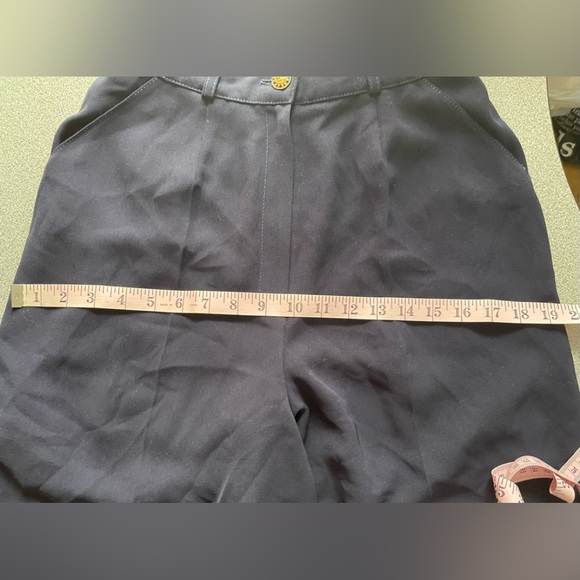 Rober Navy Blue High Waisted Dress Shorts With Gold Beaded Hem - Picture 8 of 10